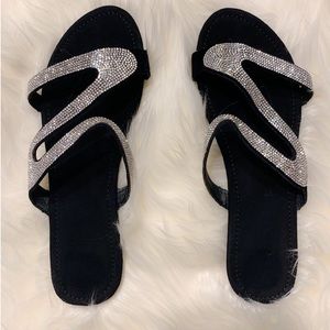 Black rhinestone sandals